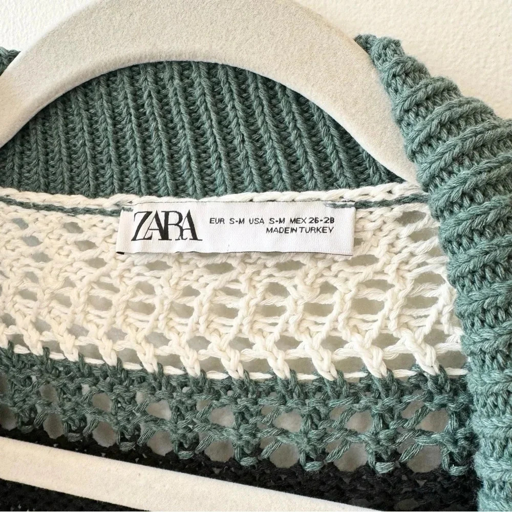NWT Zara Oversized Knit Sweater Stripe Green S/M - Picture 5 of 7